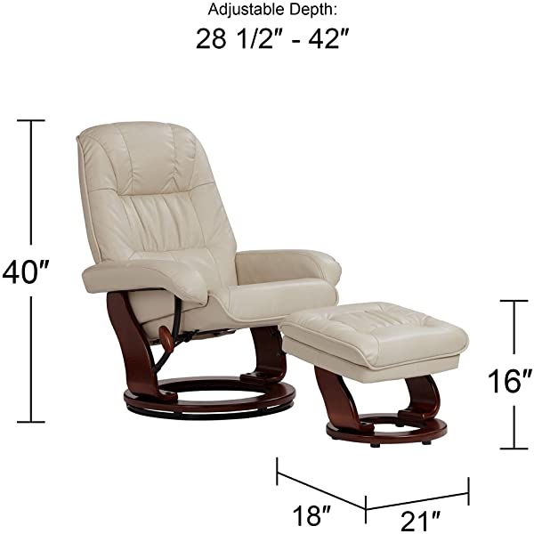 Newport Taupe Swivel Recliner and Slanted Ottoman