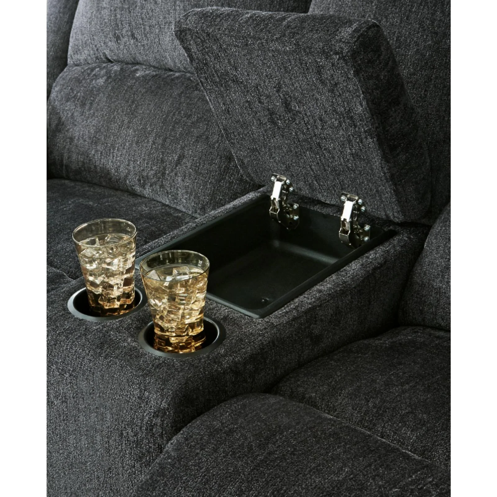 Signature Design by Ashley Draycoll Reclining Loveseat with Console in Slate
