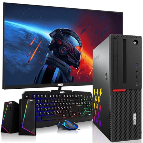 Lenovo Desktop PC Gaming Bundle - Intel Core i7, 16GB RAM, 512GB SSD, 24-inch Monitor, AMD RX 550, RGB Speaker, RGB Keyboard Mouse, WiFi
