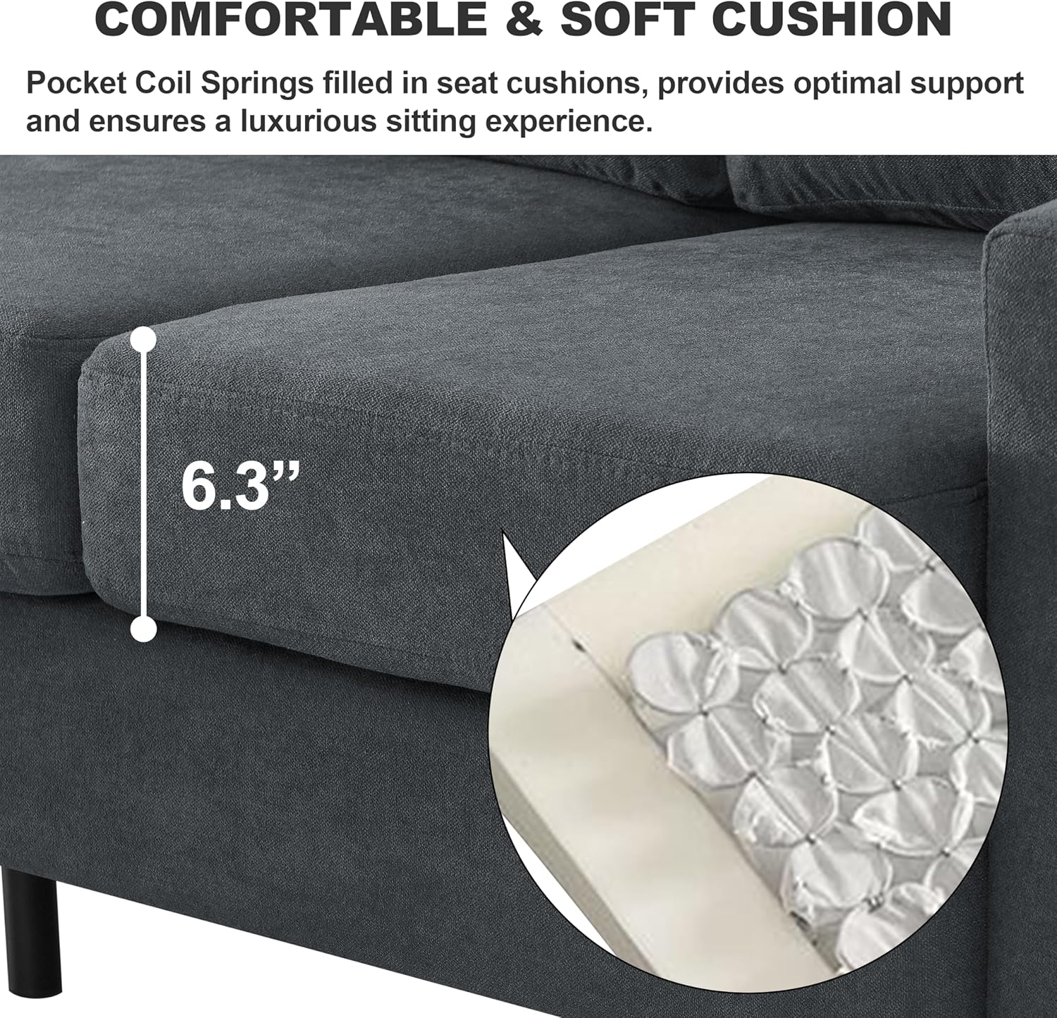 Convertible Sectional Sofa, L Shaped Couch with Storage Reversible Ottoman Bench