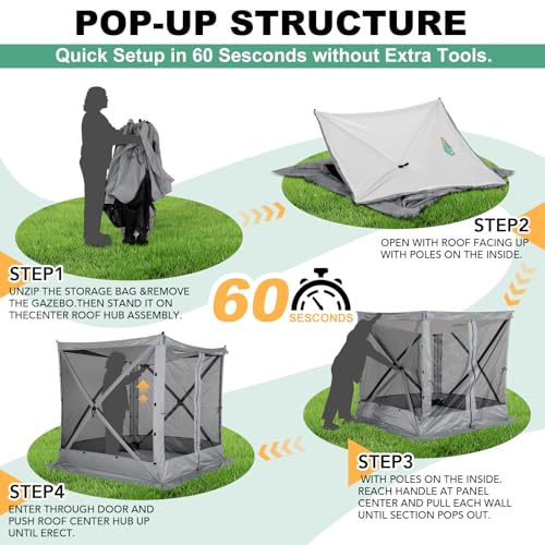COBIZI 12x12ft Pop up Gazebo Screen Tent Screen House for Camping, Camping Outdoor Screened Gazebo, Canopy Tent
