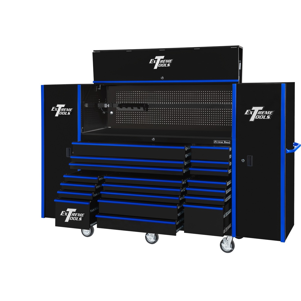 Extreme Tools 72 x 25 19 Drawers Roller, Hutch & 2 Side Lockers Combo