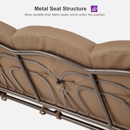 PURPLE LEAF Outdoor Patio Porch Swing with Adjustable PVC Canopy, 3-seat Swing Chair Bench with Side Cup Holder for Backyard Front Porch Lawn