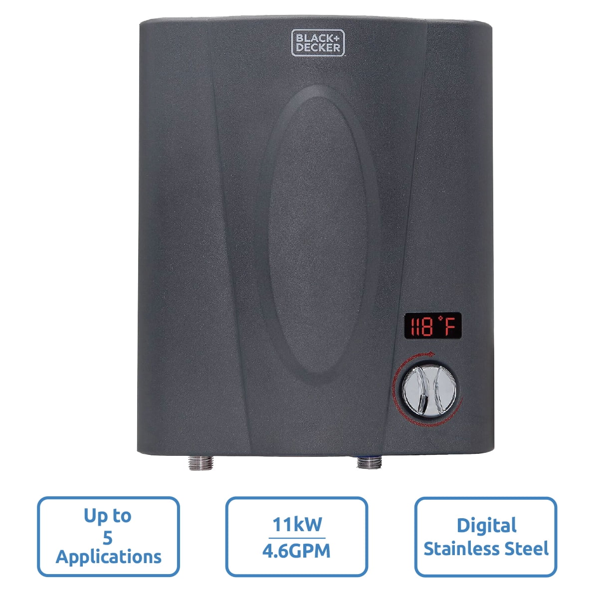 BLACK+DECKER 11 kW Self-Modulating 2.35 GPM Electric Tankless Water Heater, Point of Use hot water heater electric