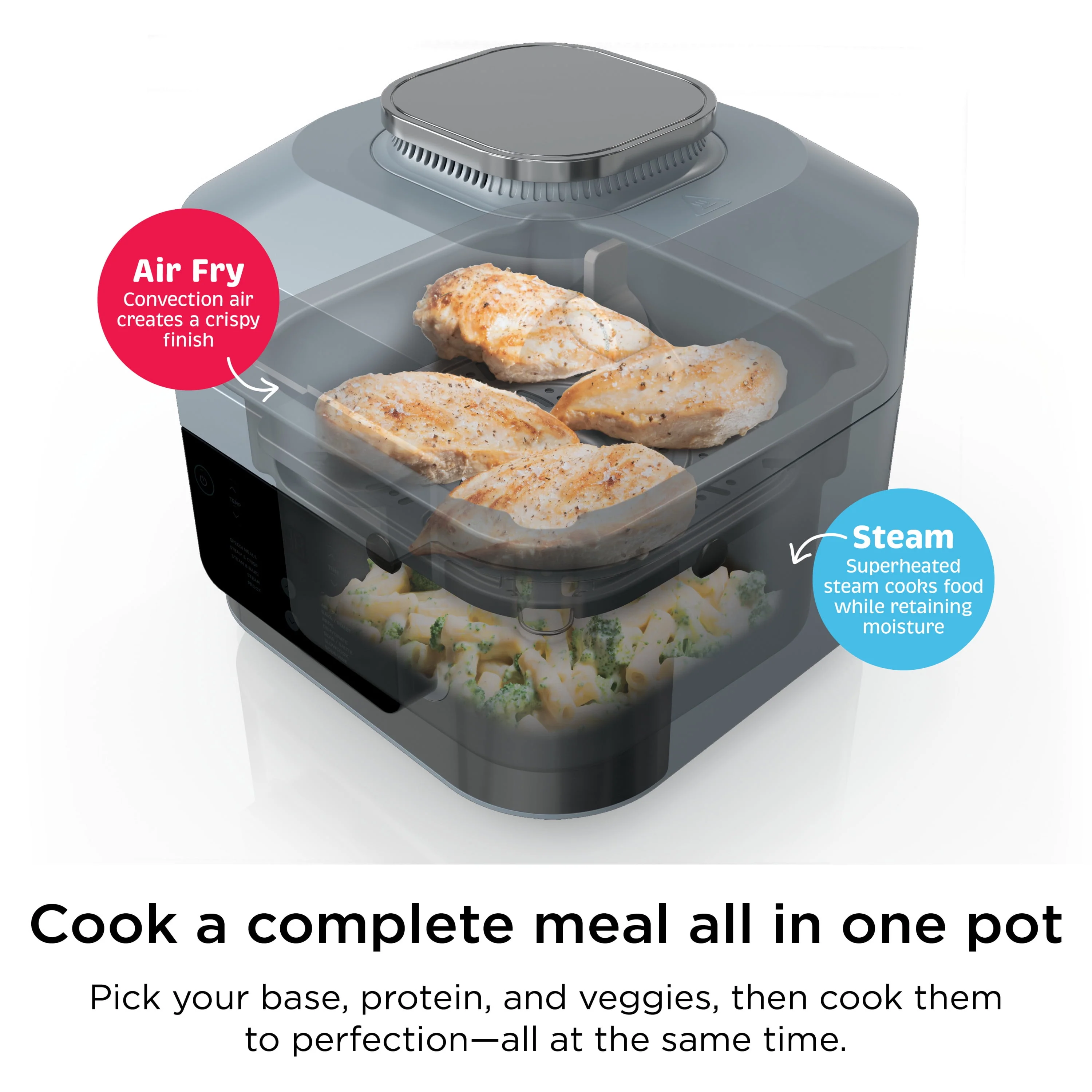 Ninja Speedi Rapid Cooker & Air Fryer, SF300, 6-Qt. Capacity, 10-in-1 Functionality, Meal Maker, Sea Salt Gray