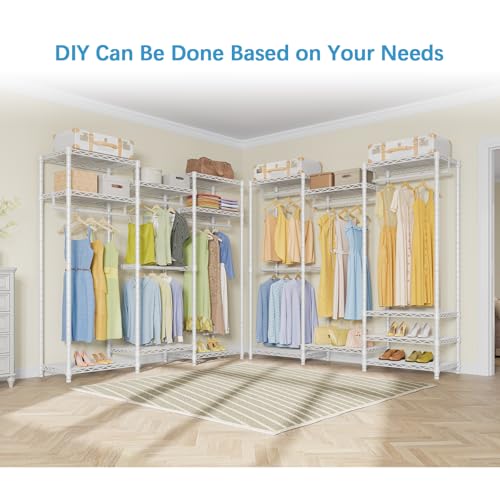 VIPEK V5 Portable Closet Wardrobe Heavy Duty Clothes Rack, Freestanding Clothing Rack with 4 Hang Rods & 8 Shelves, Adjustable Closet Racks
