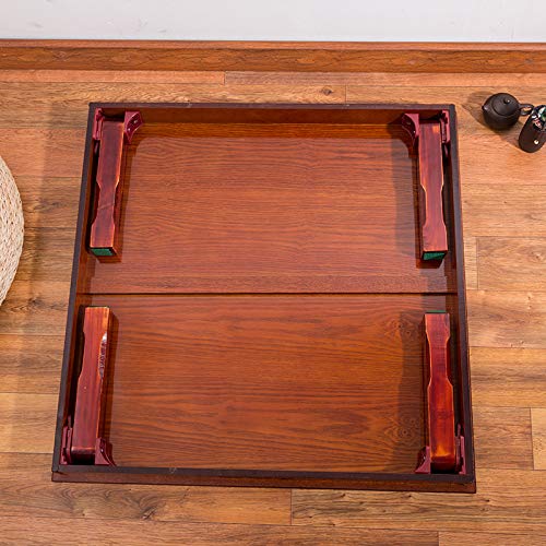 DAMEDAI Square 80X80cm Korean Floor Table Folding Legs Luxury Antique Home Furniture Table for Dining Traditional Korean Low Table (Red Brown A)