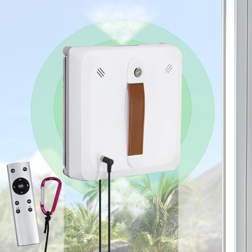 Window Cleaning Robot, 3000Pa Strong Suction Smart Cleaner with Automatic Water Spray, Remote Control, Voice Broadcast
