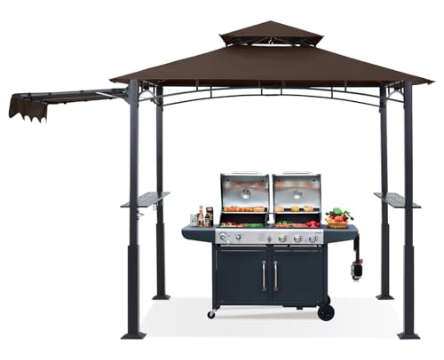 ABCCANOPY 8x5 Grill Gazebo - Outdoor BBQ Canopy Shelter with Led Light for Patio Backyard Grilling (Dark Gray)