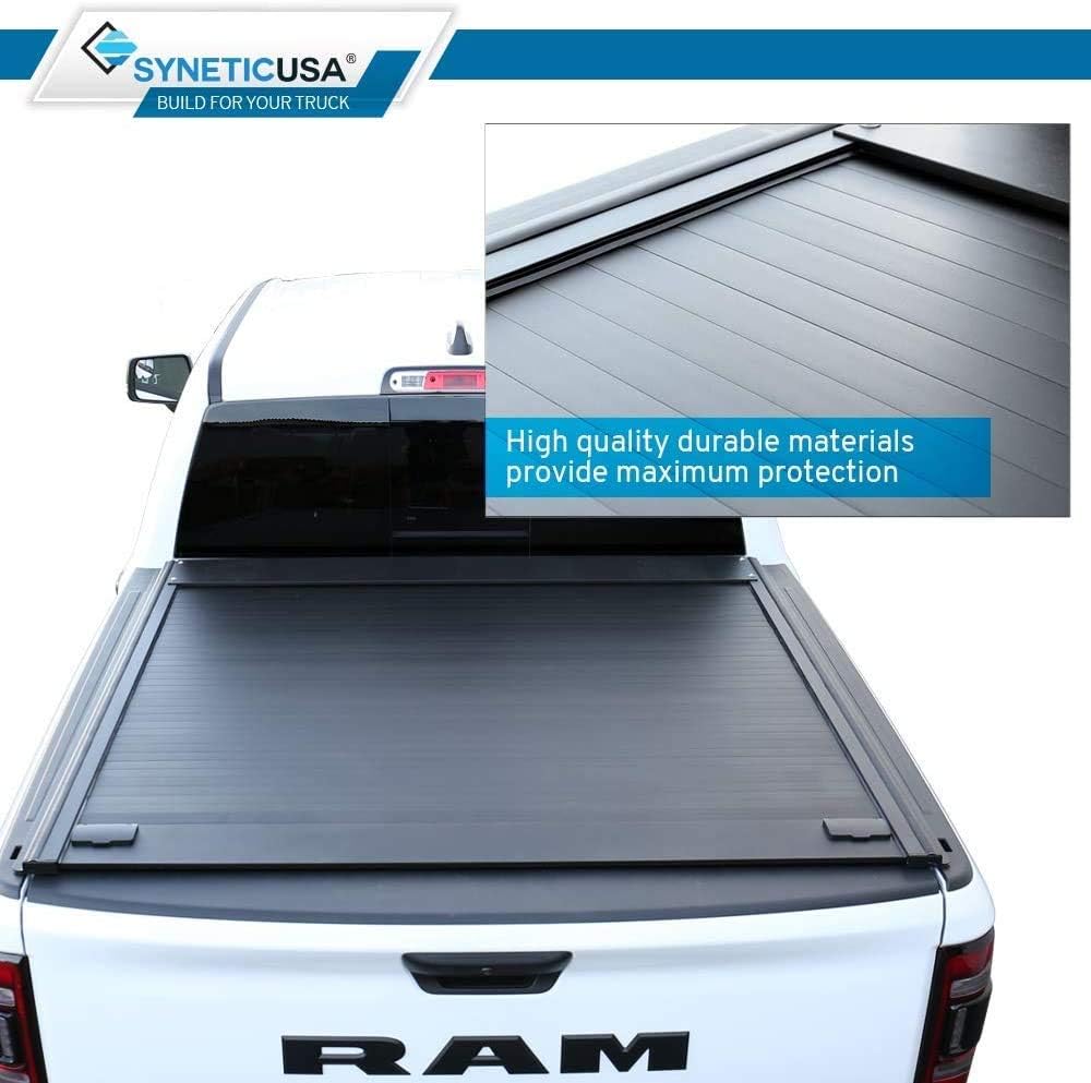 Syneticusa Retractable Hard Tonneau Cover Fits 2011-2022 Ford F-150 5’6” (67”) Bed Matte Black Aluminum Low Profile Waterproof