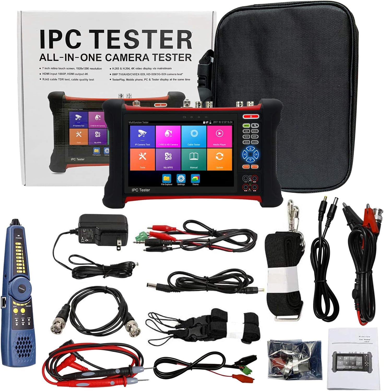 Rsrteng X7-MOVTADHS Upgraded version 4K CCTV Camera Tester 7 inch IPS Touch Screen Monitor CCTV Tester with TVI CVI AHD SDI IP Camera Test Support