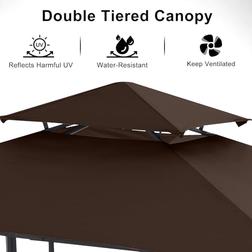 ABCCANOPY 8x5 Grill Gazebo - Outdoor BBQ Canopy Shelter with Led Light for Patio Backyard Grilling (Dark Gray)