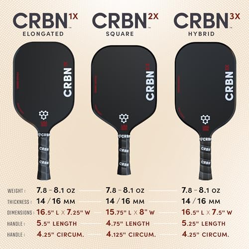 CRBN X Series Power Pickleball Paddle - Carbon Fiber Pickleball Paddle with Foam Injected Edges for Expanded Sweet Spot
