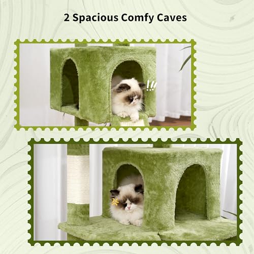 Cat Tree for Indoor Cats, 71'' (180cm) Multi-Level Cat Tower for Large Adult, Sturdy Cat Tree House with 2 Scratching Boards 7 Posts