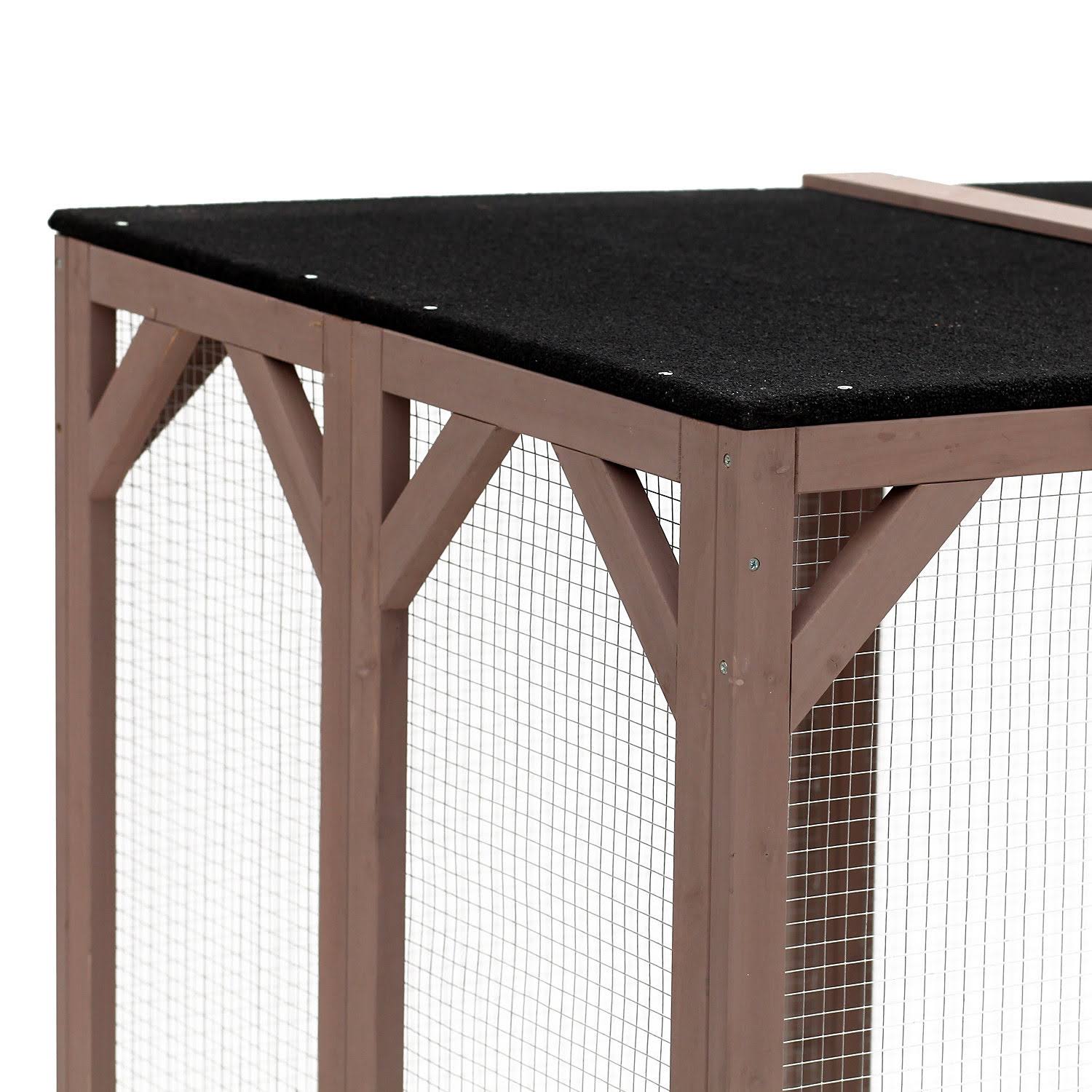 PawHut 71x22 x 32x22 x 44x22 Large Wooden Outdoor Cat Enclosure Catio Cage with 3 Platforms