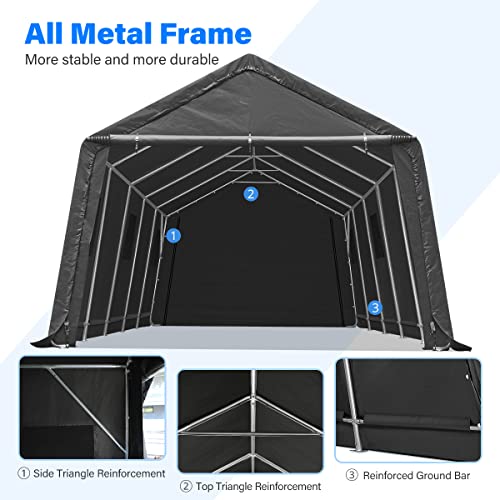 ADVANCE OUTDOOR 10x10 ft Heavy Duty Outdoor Patio Portable Canopy Storage Shelter Shed Carport with 2 Roll up Zipper Doors & Vents for Snowmobile