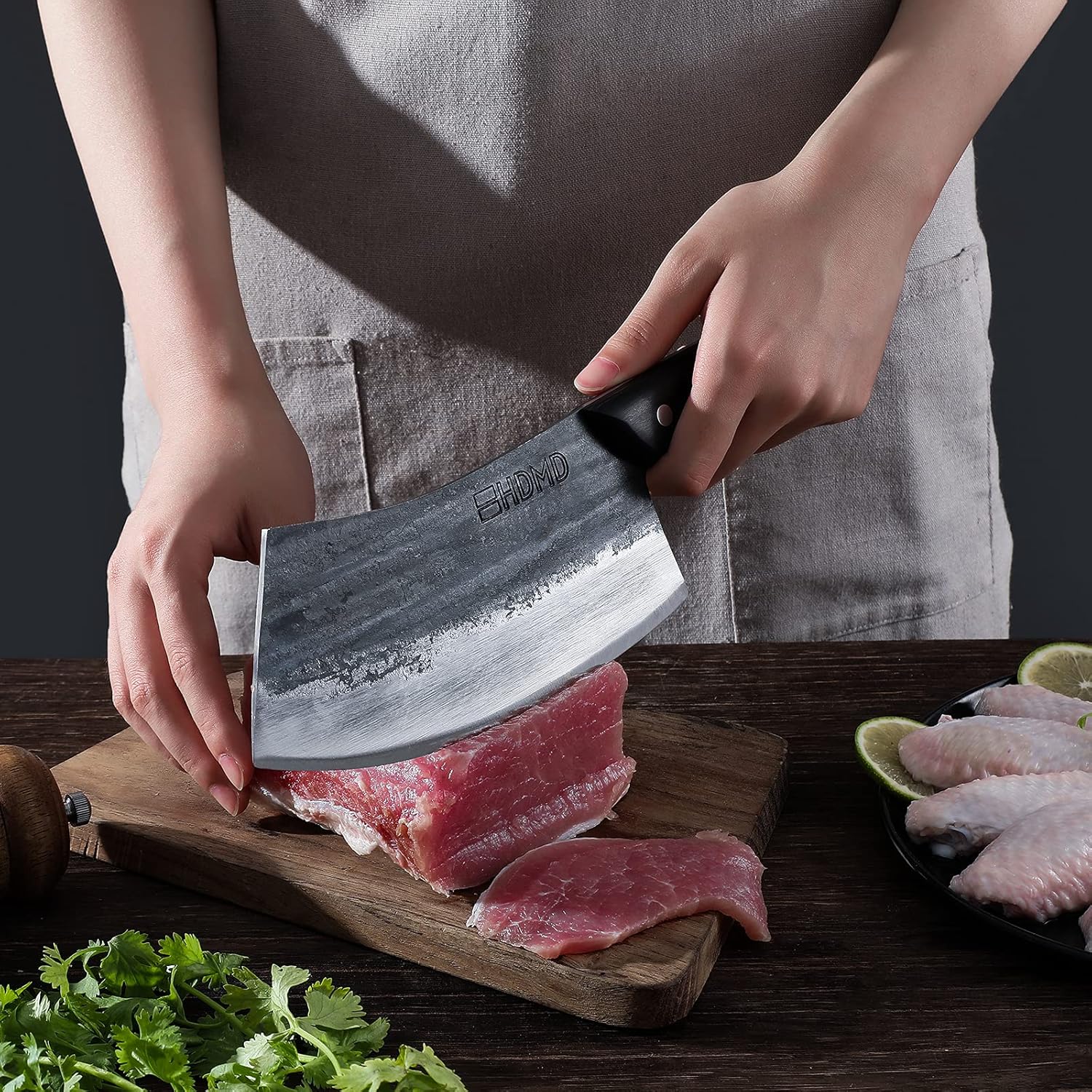 Serbian Chefs Knife Carbon Steel Butcher Knife For Meat Cutting