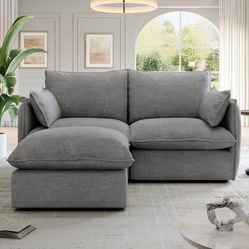 Cloud Modular Sectional Sofa, Waterproof Down Filled Sectional Sofas, High Backrest V Shaped 5 Seater Sectional Couches for Living Room