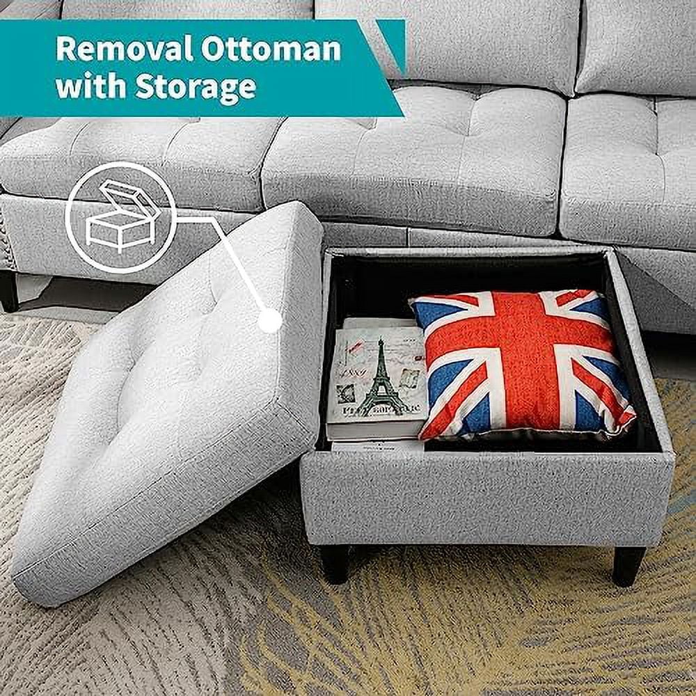xrboomlife Reversible Sectional Couch Set 3 Seat L Shaped Modular Sofa Bed with Flexible  Ottoman Chaise Modern Sofa Couches for Living Room