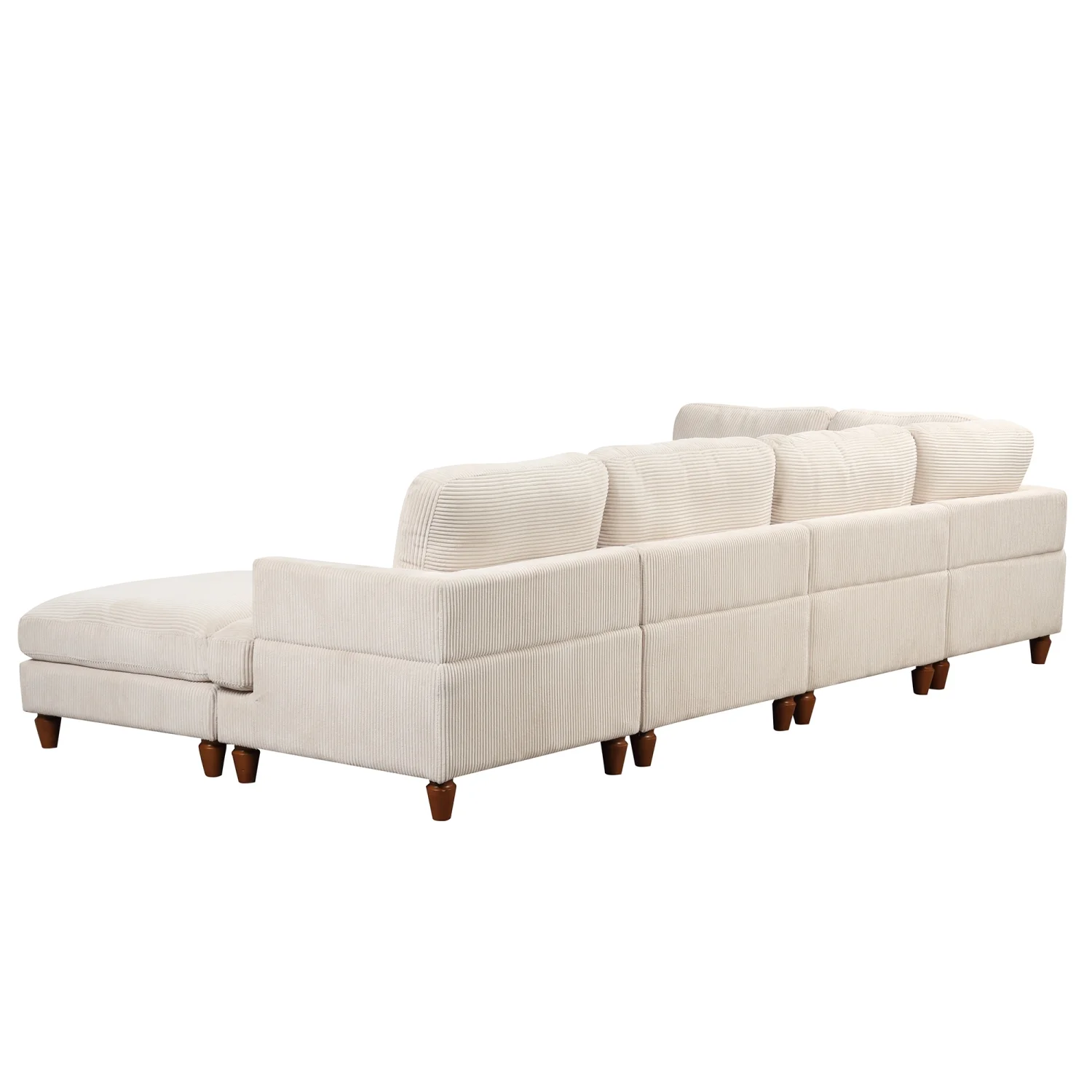 Churanty Modular Sectional Sofa with Ottoman,Oversized 3 Seat Free Combination Corduroy Couch Sofa with Chaise for Living Room,Beige