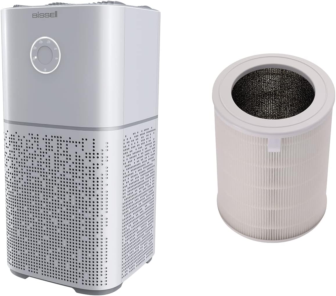 BISSELL® air180 Home Air Purifier with HEPA and Carbon Filters for Medium to Large Room and Home, Quiet Bedroom Air Cleaner for allergens, pets, dust