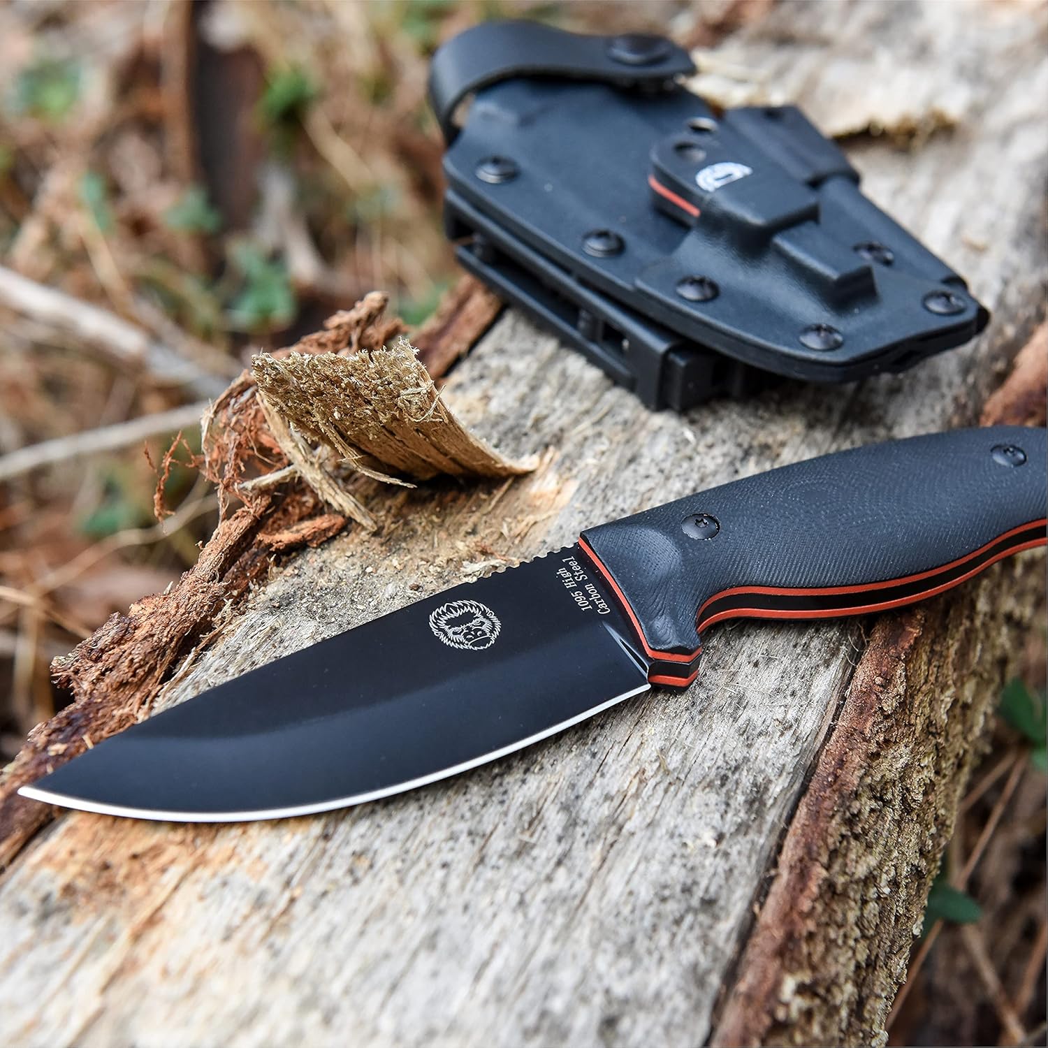Bushcraft Survival Knife | Full Tang Fixed Blade Outdoor Camping Hunting Knife In Sheath Gift For Him | 1095 High Carbon Steel Knife Fire Starter