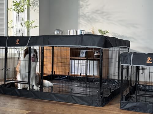 PJYuCien Dog Playpen Plus Storage Bag, 32" H 8 Panels Puppy Pen with Square Bottom, Heavy Duty Dog Fence for Puppies/Small Dogs