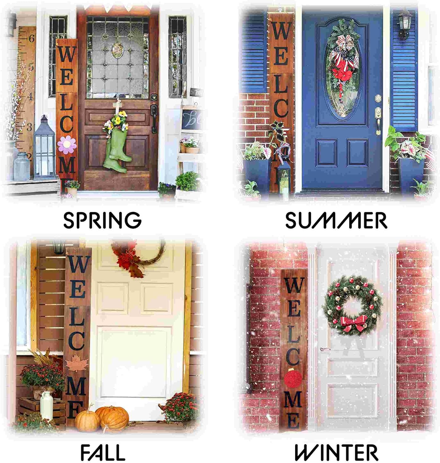 Outdoor Welcome Sign for Front Porch Decor, Interchangeable Seasonal Icons Vertical Welcome Sign, Modern Farmhouse Decor for The Home