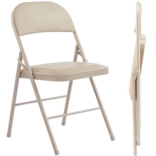 Sweetcrispy Folding Chair 12 Pack, Leather Padded Folding Chairs, Sturdy Metal Foldable Chairs, Easy to Use and Store, Outdoor and Indoor, for Home