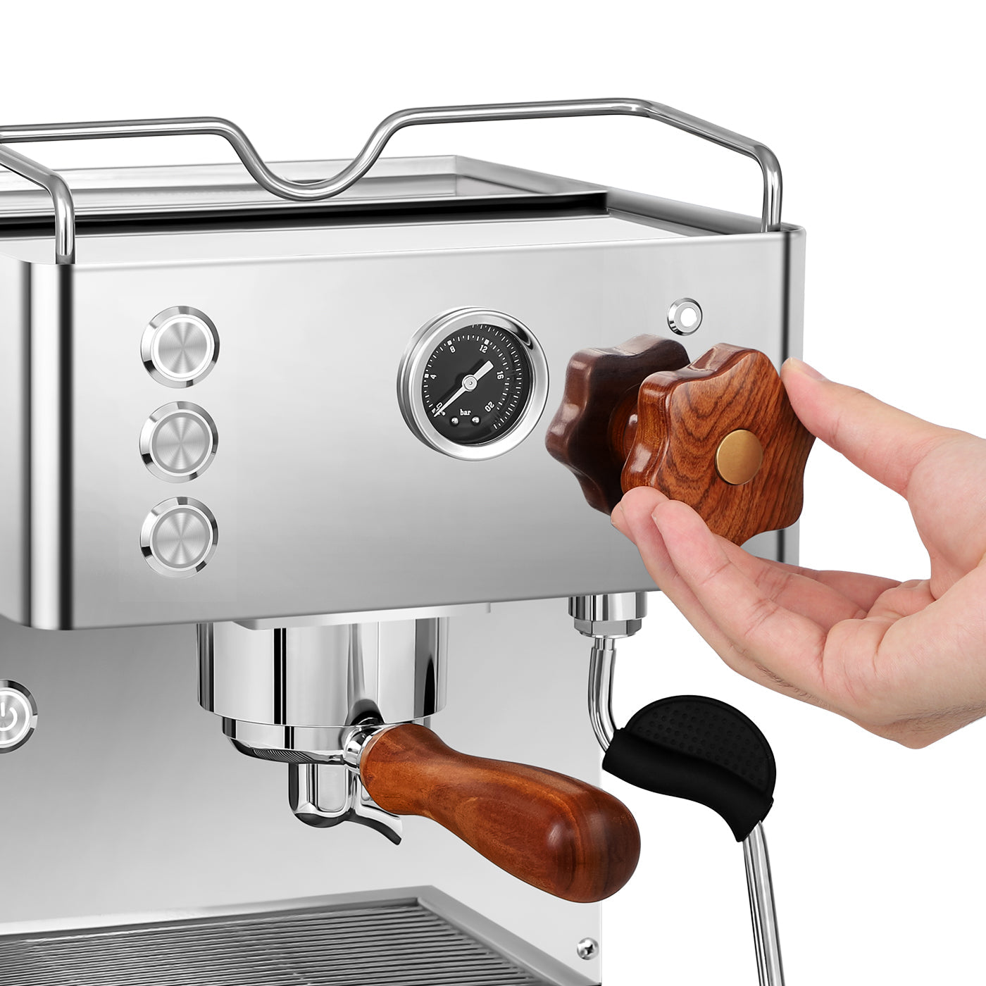 Casabrews 15 Bar Espresso Machine, Semi-Automatic Coffee Machine with Built-in Spotlight, Silver