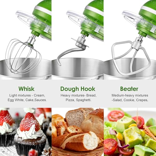Aucma Stand Mixer,6.5-QT 660W 6-Speed Tilt-Head Food Mixer, Kitchen Electric Mixer with Dough Hook, Wire Whip & Beater (6.5QT, Black)