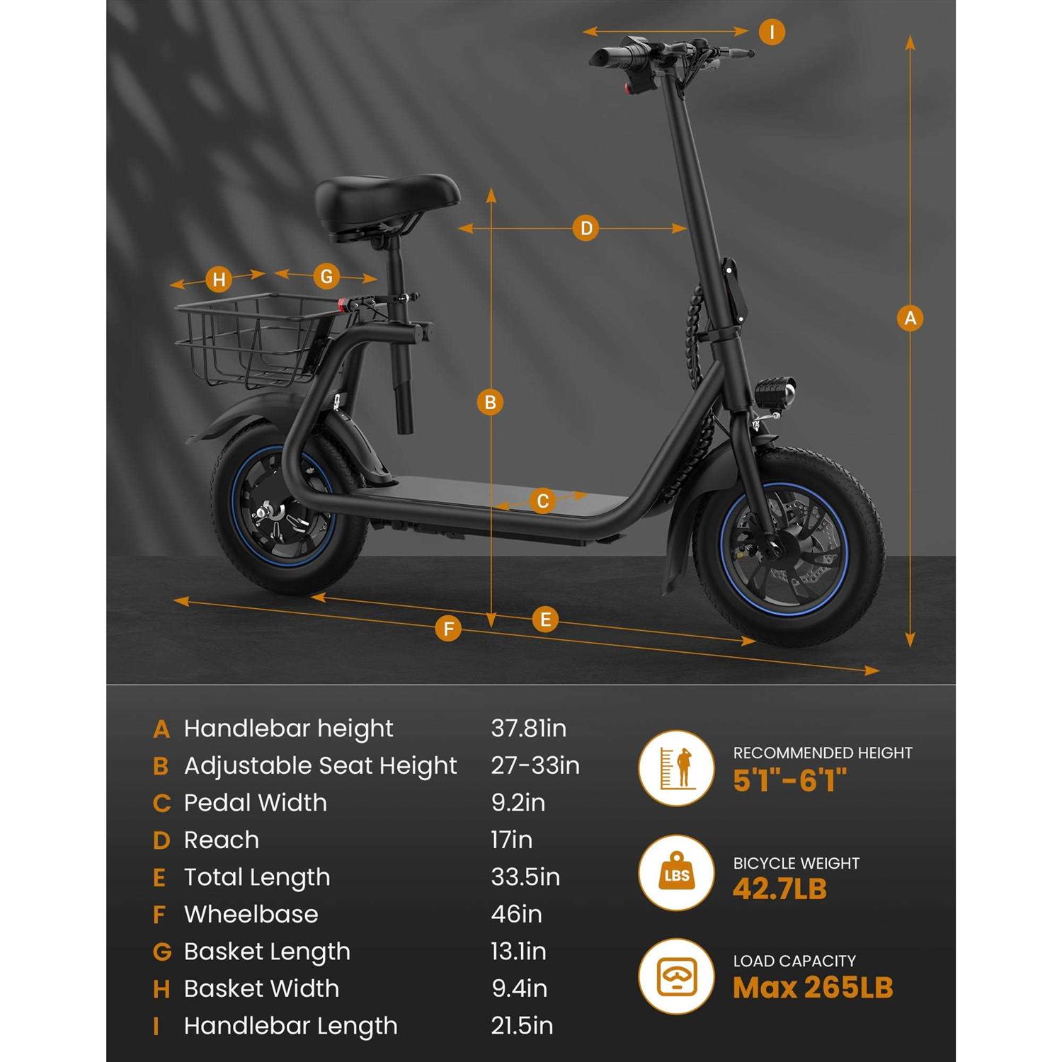URBANMAX C1 Electric Scooter with Seat 450W Powerful Motor up to 22 Miles Range - Sports Supplies Online Store