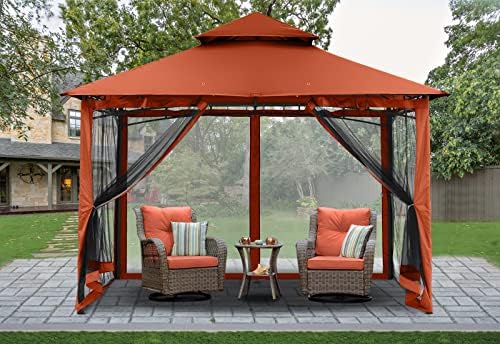 MASTERCANOPY Outdoor Garden Gazebo for Patios with Stable Steel Frame and Netting Walls (11x11,Dark Gray)