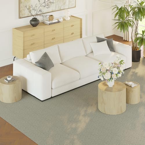 Vikiullf Nesting Coffee Table Set of 3, Round Wooden Coffee Tables, Modern Circle Table for Living Room, Bedroom, Accent Side Table