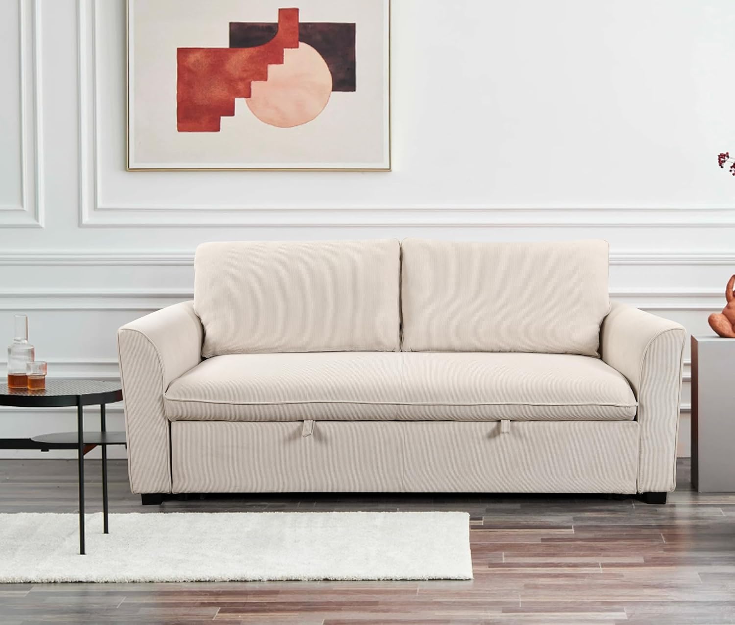 78 Inch 3 in 1 Convertible Sleeper Sofa Bed, Modern Fabric Loveseat Futon Sofa Couch w/Pullout Bed, Small Love Seat Lounge Sofa w/Reclining Backrest