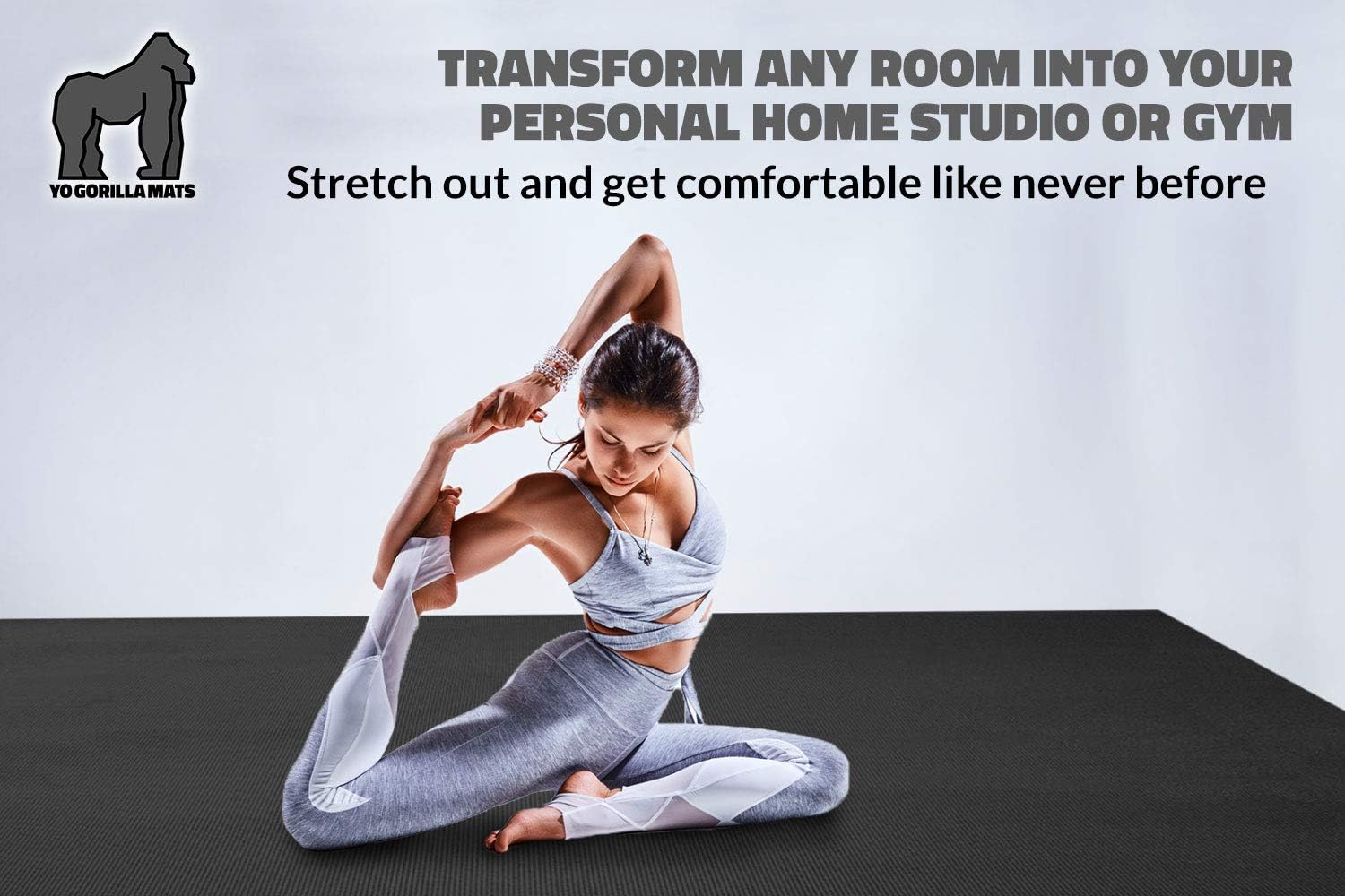 Gorilla Mats Premium Large Yoga Mat – 7' x 5' x 8mm Extra Thick & Ultra Comfortable, Non-Toxic