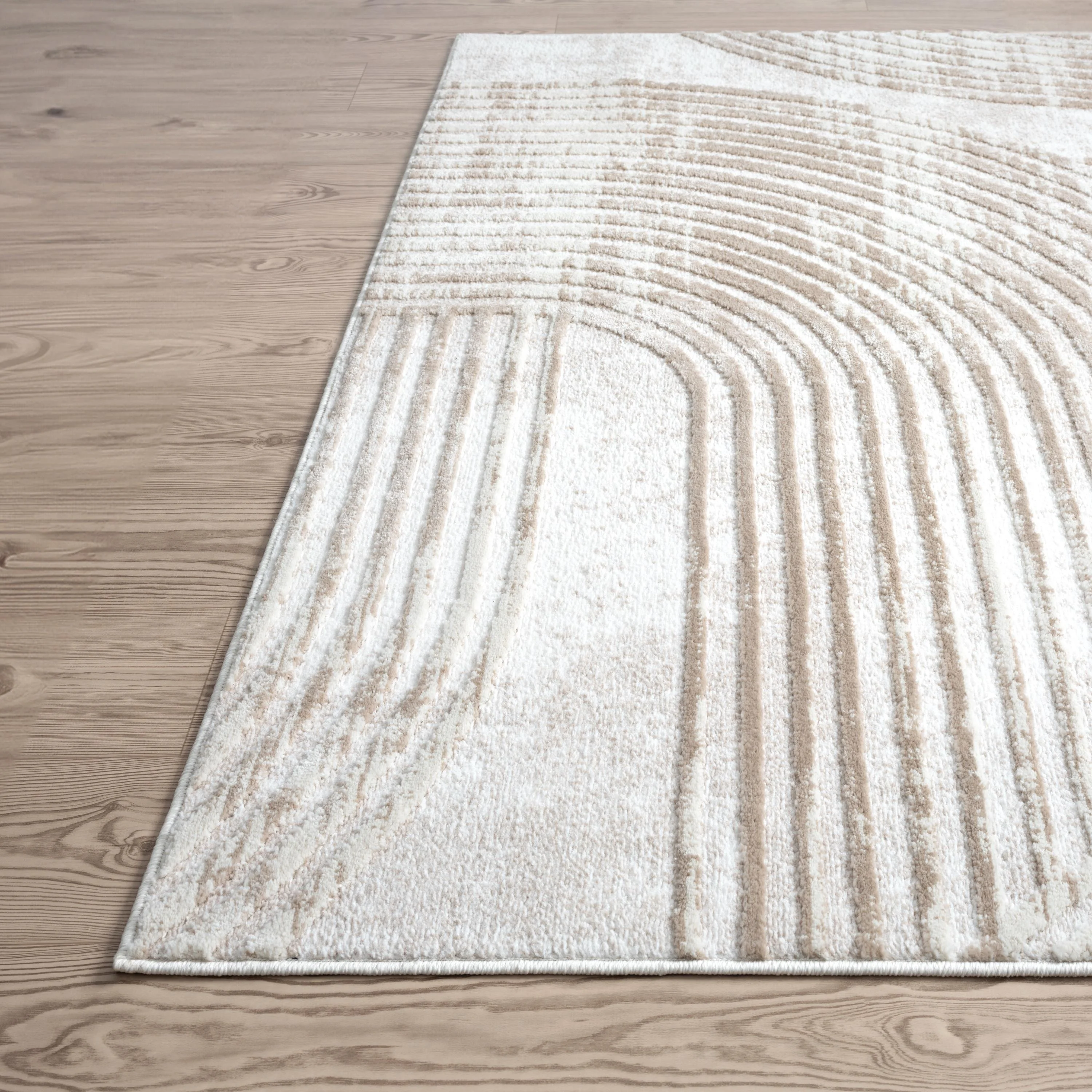 Abani Viva Collection Area Rug Mid Century Modern Bedroom Living Room Decor Floor Rug 8 x 10 Cream - Curated Treasures Market