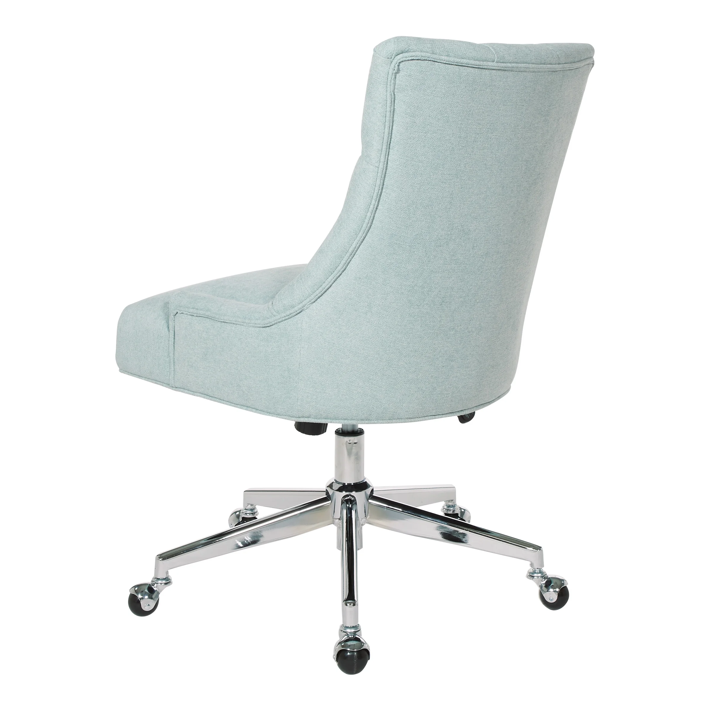 Amelia Office Chair in Mint Blue Fabric with Chrome Base