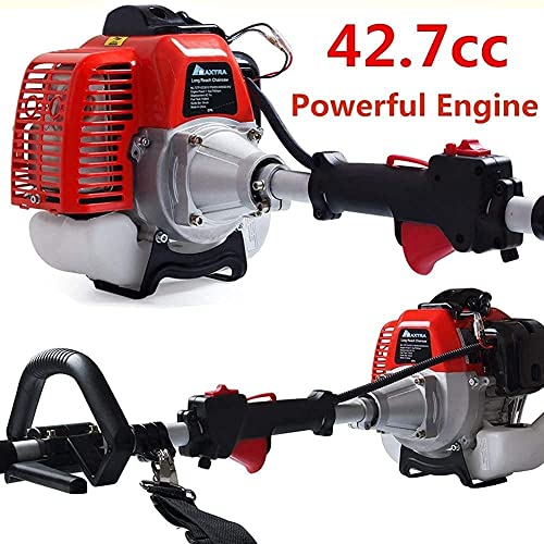 MAXTRA Pole Saw Gas Powered, 10-Inch Bar Cordless Extendable Long Trimmer Power Gasoline Chainsaw For Tree Hedge Trimming Bush Pruning