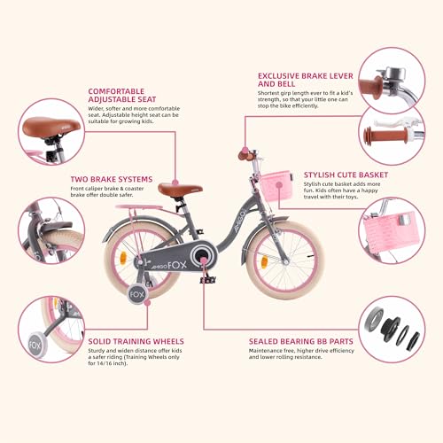 Royalbaby Princess Girls Kids Bike 12 14 16 18 20 Inch Children Bicycle with Basket for Age 3-12 Years