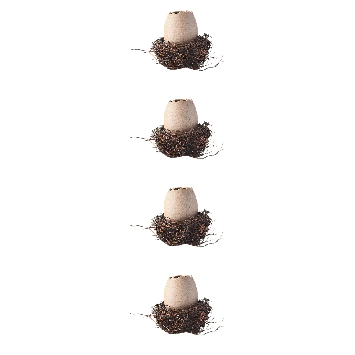4 Sets  of Small Vase Eggshell Ceramic Vase Cracked Eggshell Succulent Planter with Bird Nest
