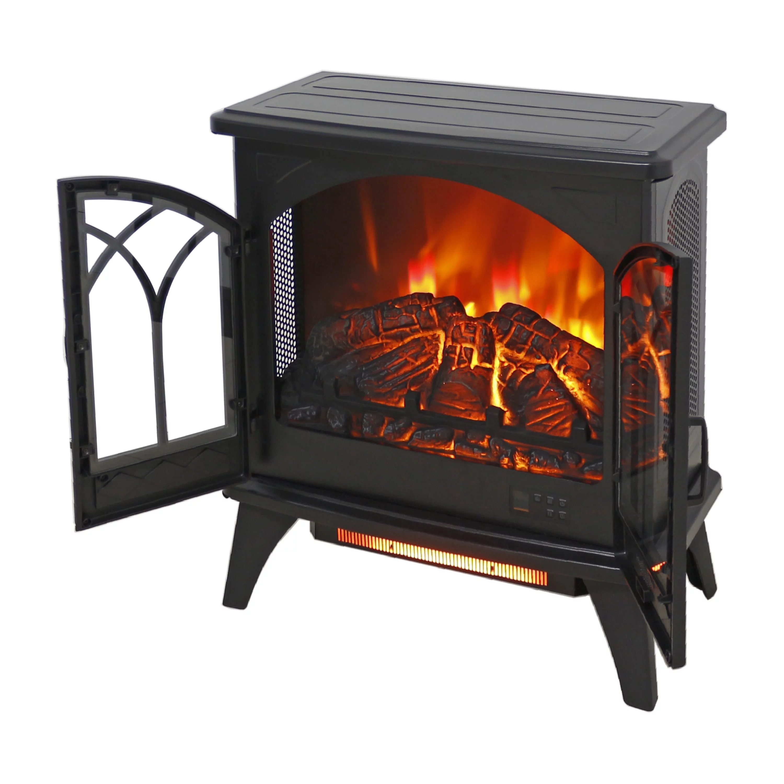 23.7" Electric Fireplace Heater, 1500W Infrared Fireplace Stove with 3D Flame Effect, 5118BTU Electric Fireplace with Remote Control