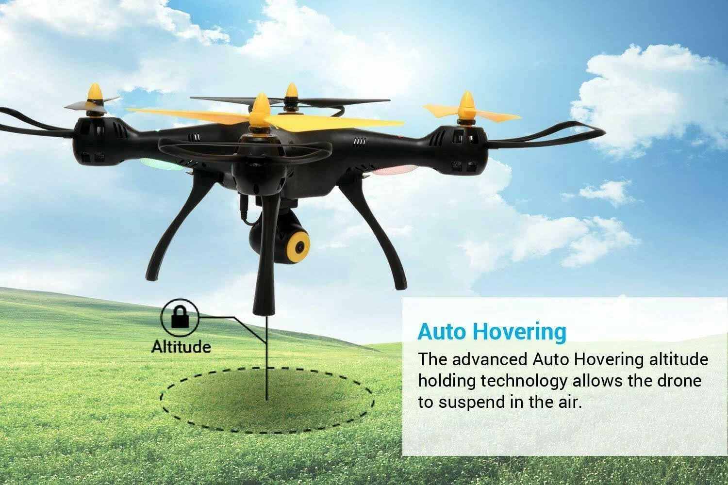 Syma X8SW WiFi FPV Quadcopter Drone 720p HD Camera Altitude Hold (Black/Yellow)