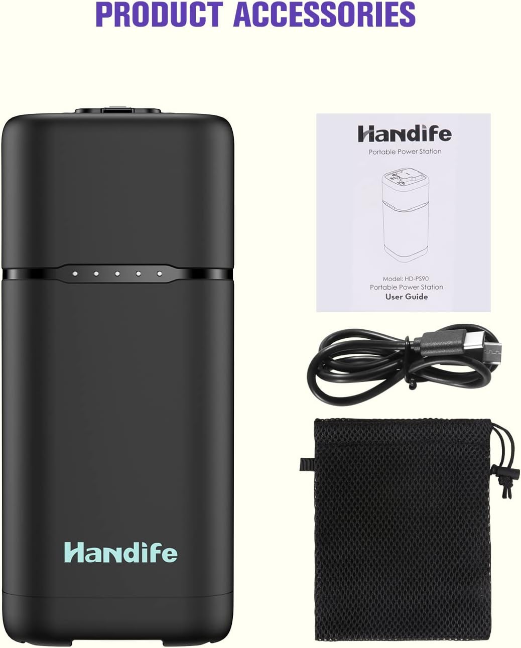 Handife Portable Power Station 20000mAh Mini Generator Portable with 110V/90W(Peak 110W) Portable Laptop Charger AC Outlet, USB PD 30W/QC 3.0