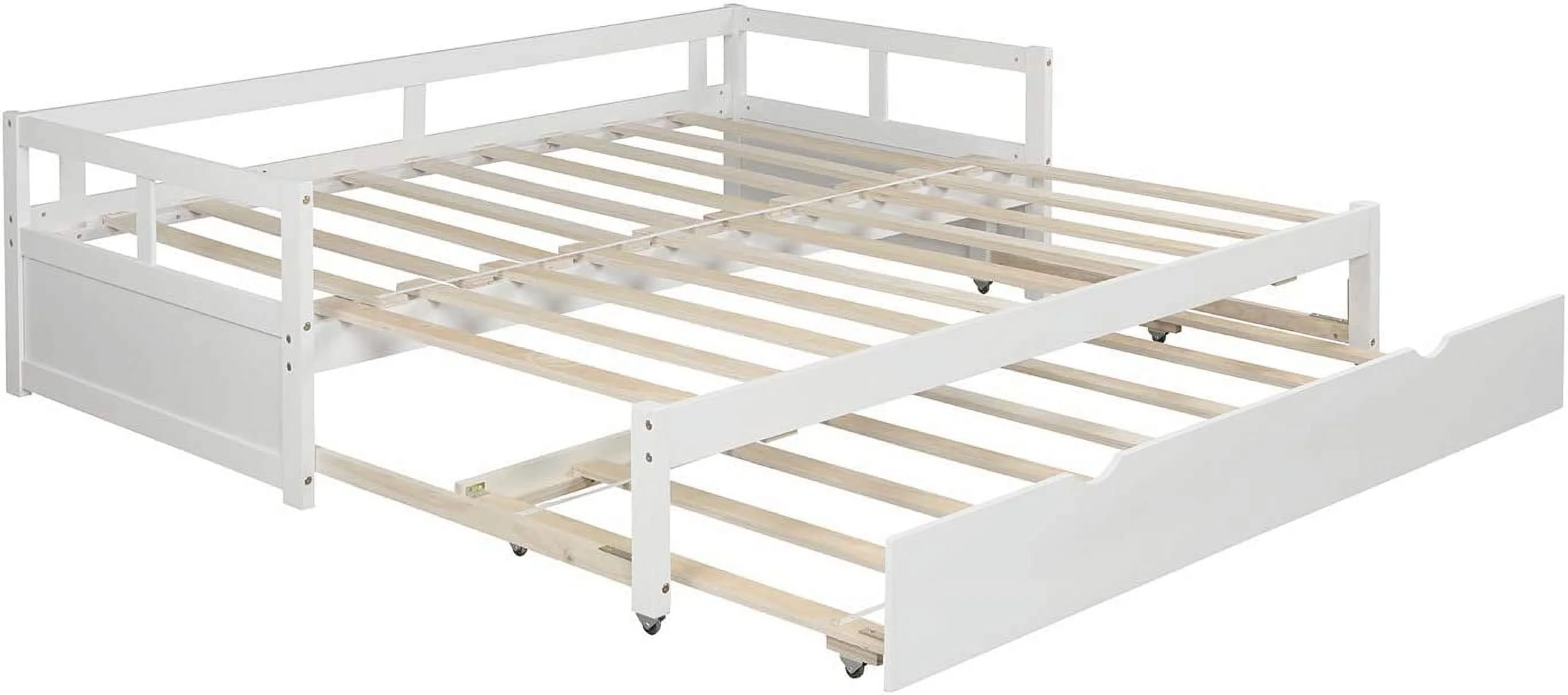 Exedable Daybed Wih rudle Bed, Wood Daybed Frame Wih Pull rudle, o Kig Desig Exedig Daybed For Kids Girls Boys ees Aduls, o Box Sprig Required, Whie