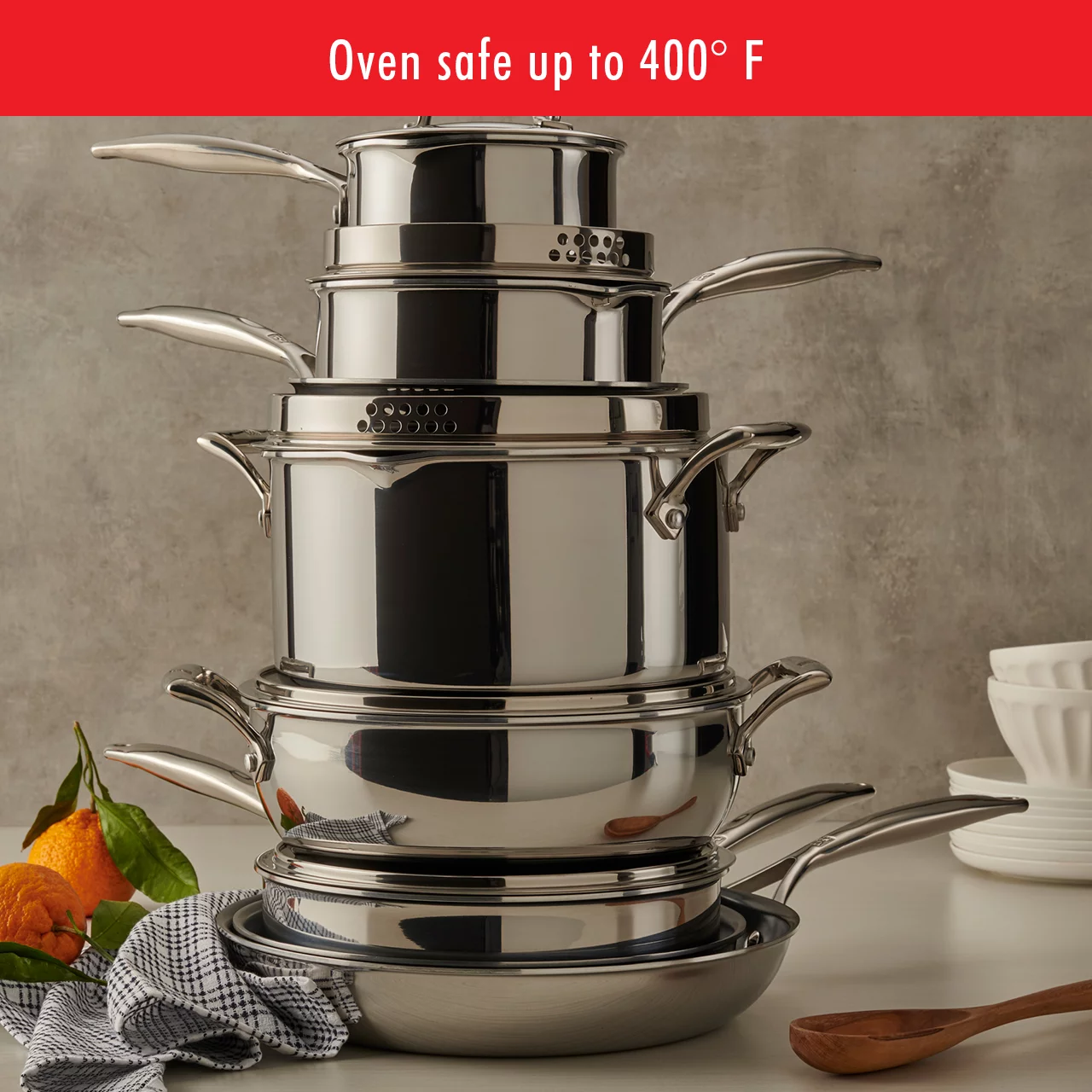ZWILLING Energy Plus 10-pc Stainless Steel Ceramic Nonstick Cookware Set