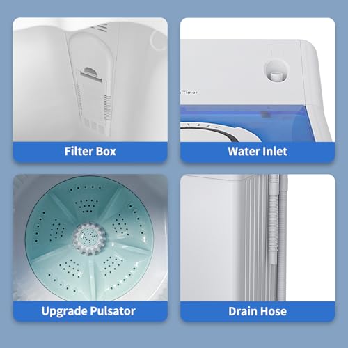 Zynkez Portable Washing Machine, Compact Twin Tub Laundry Washer, Semi-Automatic Washer and Spinner Combo for Apartments, Dorms, RVs