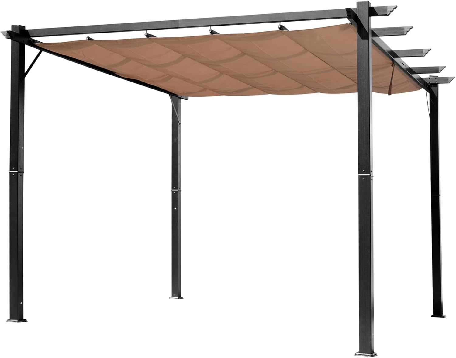 Outsunny 10' x 13' Outdoor Retractable Pergola Canopy, Aluminum Patio Pergola, Backyard Shade Shelter for Porch Party, Garden, Grill Gazebo - Brown
