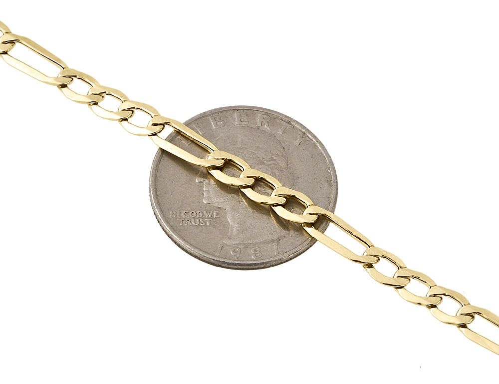 10K Yellow Gold 5.0mm Figaro Chain Necklace Lobster Clasp, 22 Inches