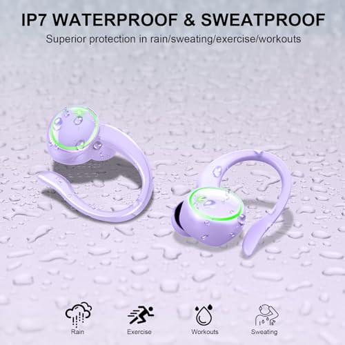 Wireless Earbuds, Bluetooth 5.4 Headphones Sports, 50H Playback Over-Ear buds with ENC Noise Cancelling Mic